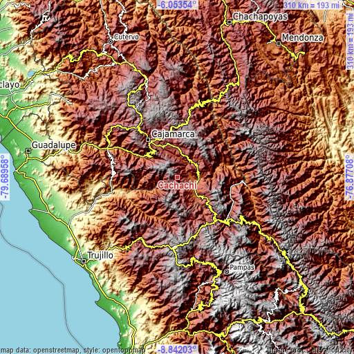 Topographic map of Cachachi