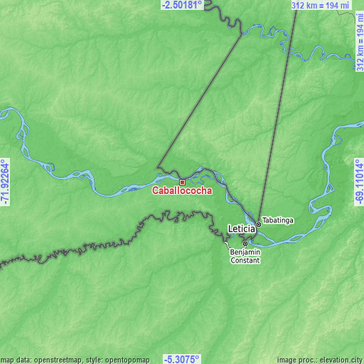 Topographic map of Caballococha