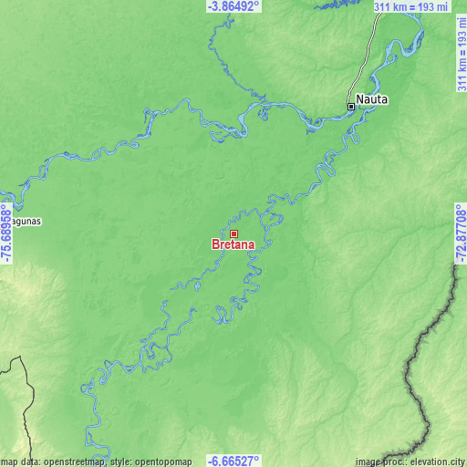 Topographic map of Bretaña