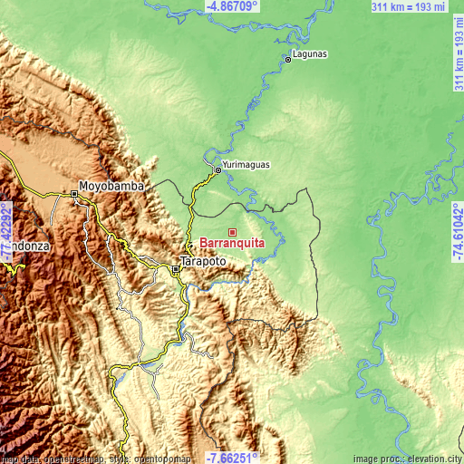 Topographic map of Barranquita