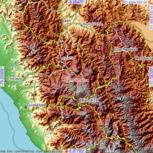 Topographic map of Bambamarca