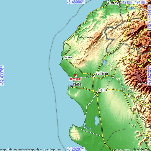 Topographic map of Arenal
