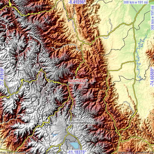 Topographic map of Acomayo