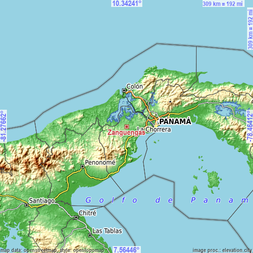 Topographic map of Zangüengas