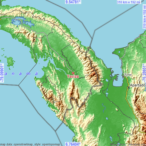 Topographic map of Yaviza