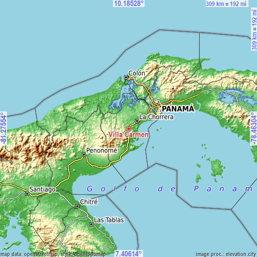 Topographic map of Villa Carmen