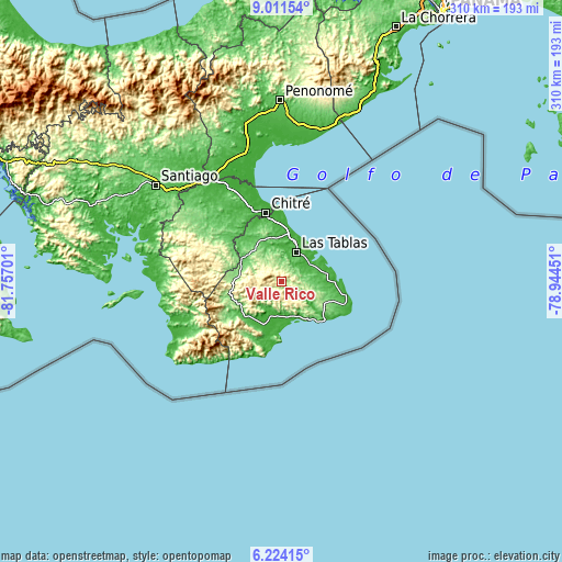 Topographic map of Valle Rico