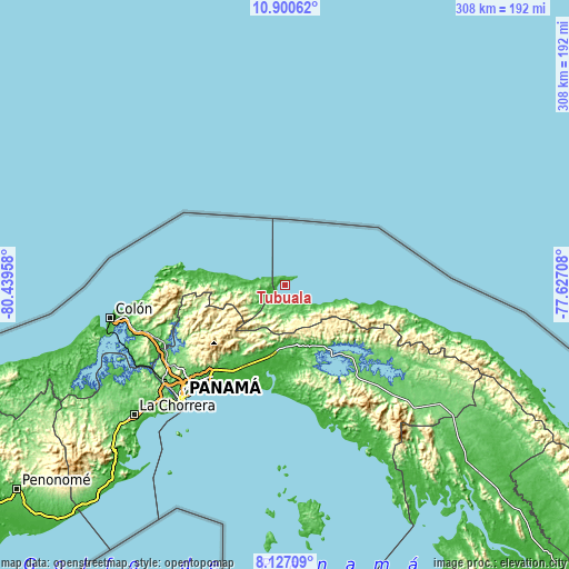 Topographic map of Tubualá