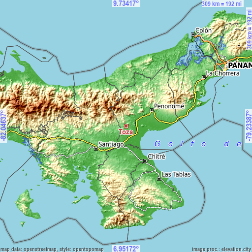 Topographic map of Toza