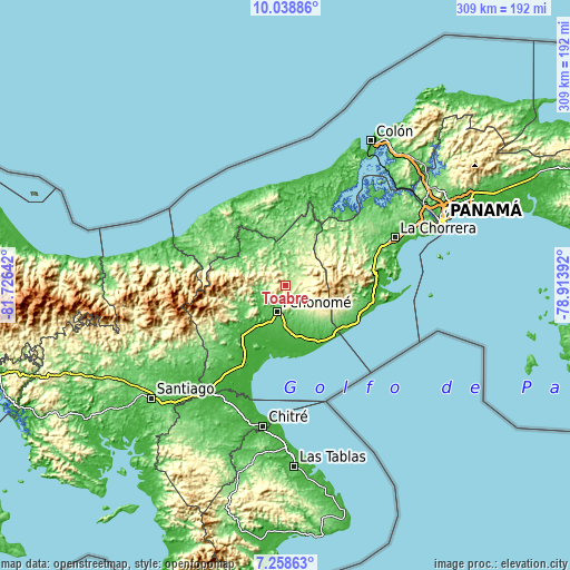 Topographic map of Toabré