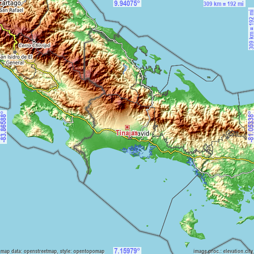 Topographic map of Tinajas
