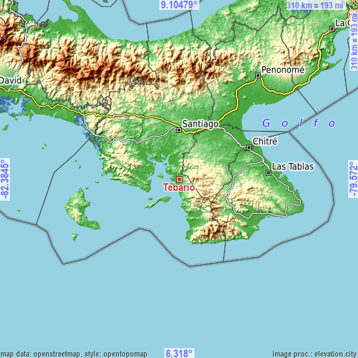 Topographic map of Tebario