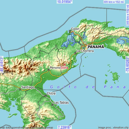 Topographic map of Sorá
