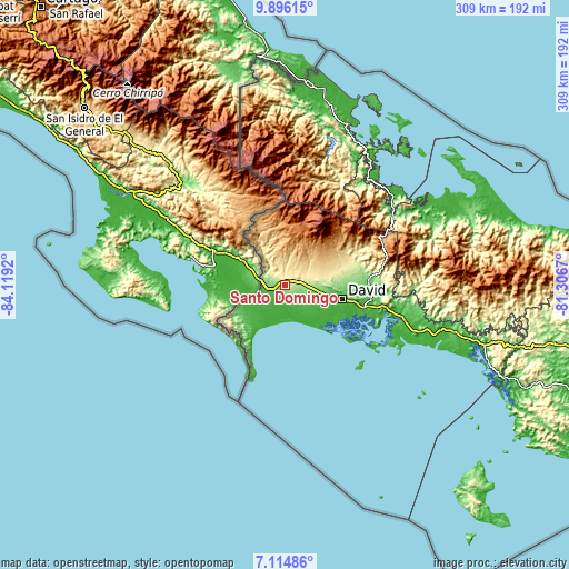 Topographic map of Santo Domingo