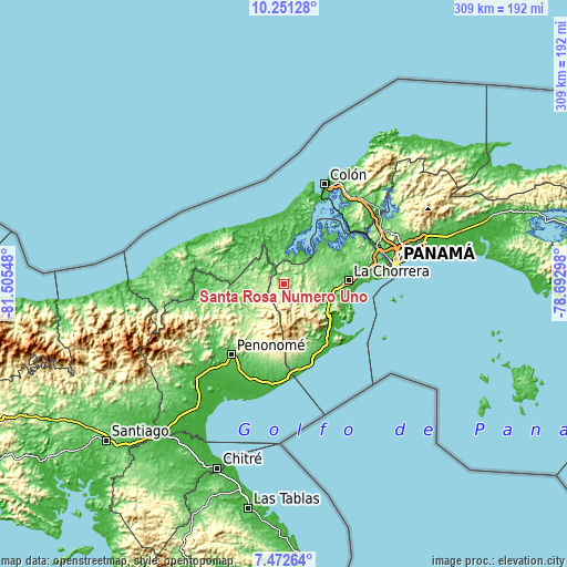 Topographic map of Santa Rosa Número Uno
