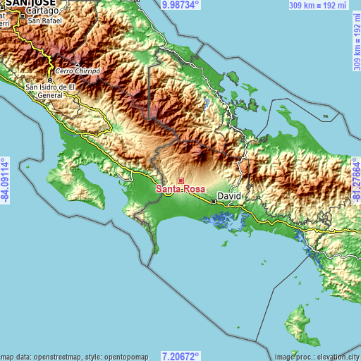 Topographic map of Santa Rosa