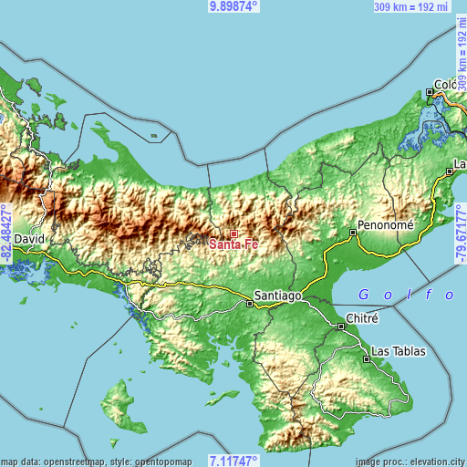 Topographic map of Santa Fé