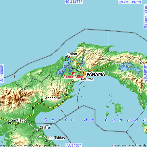 Topographic map of Santa Clara