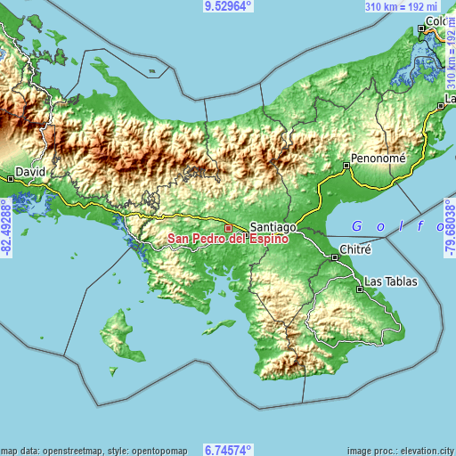 Topographic map of San Pedro del Espino