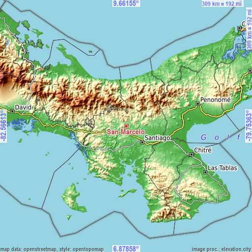 Topographic map of San Marcelo