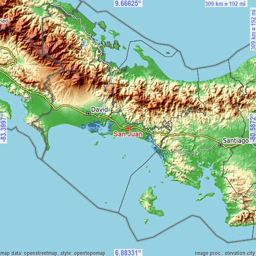 Topographic map of San Juan