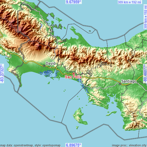 Topographic map of San Félix