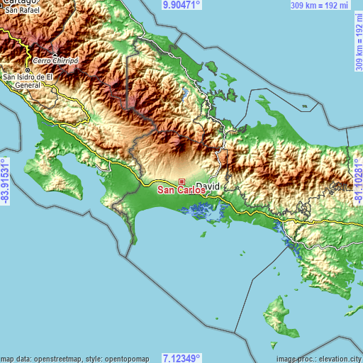 Topographic map of San Carlos