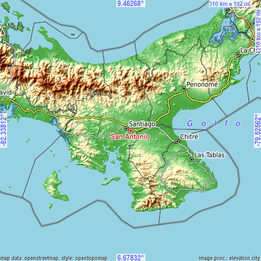 Topographic map of San Antonio