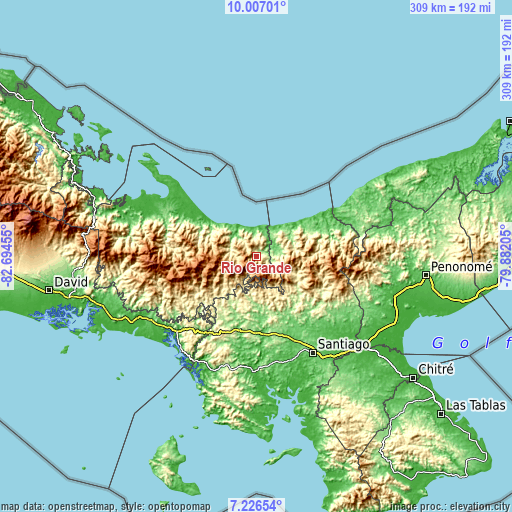 Topographic map of Río Grande