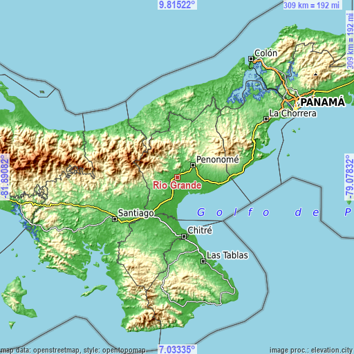 Topographic map of Río Grande