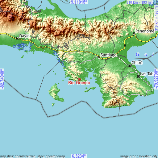 Topographic map of Río Grande