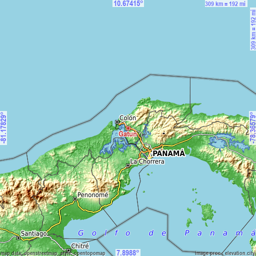 Topographic map of Gatún