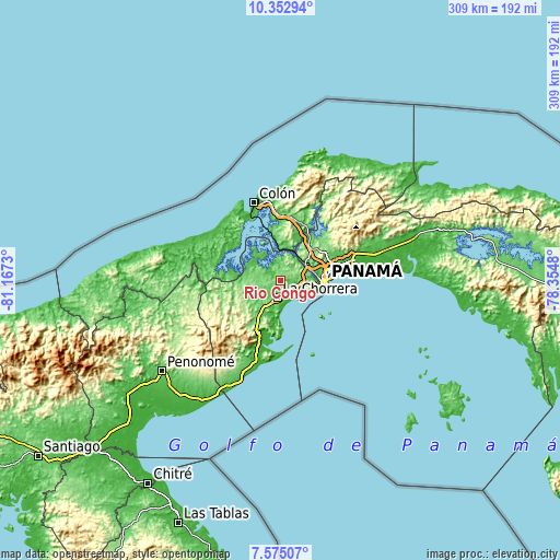 Topographic map of Río Congo