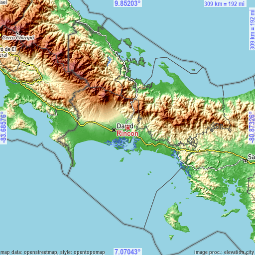 Topographic map of Rincón