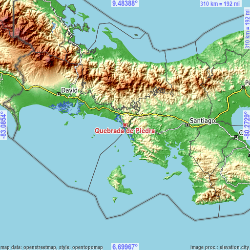 Topographic map of Quebrada de Piedra