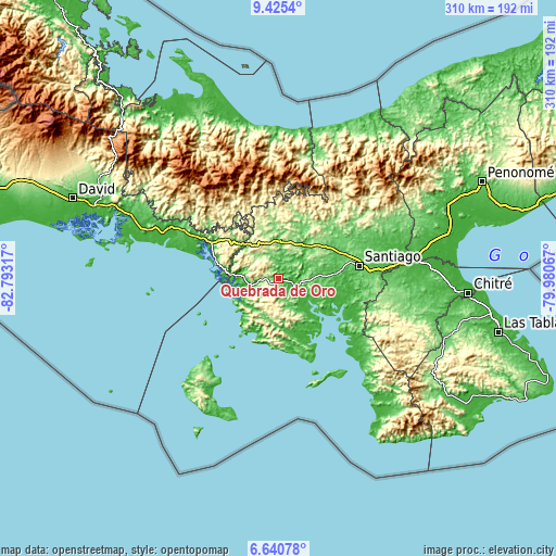 Topographic map of Quebrada de Oro