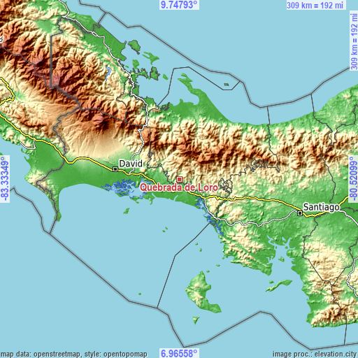 Topographic map of Quebrada de Loro