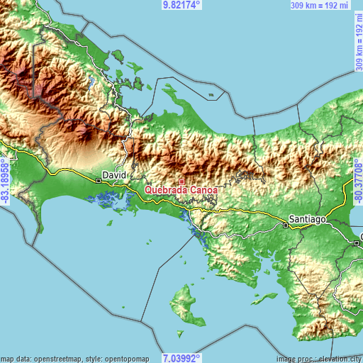 Topographic map of Quebrada Canoa