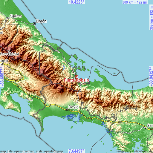 Topographic map of Punta Róbalo