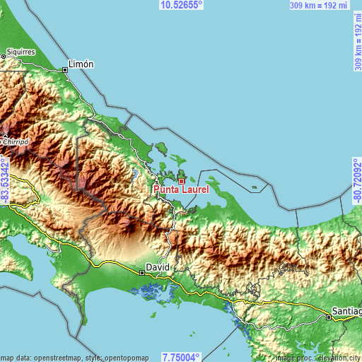Topographic map of Punta Laurel