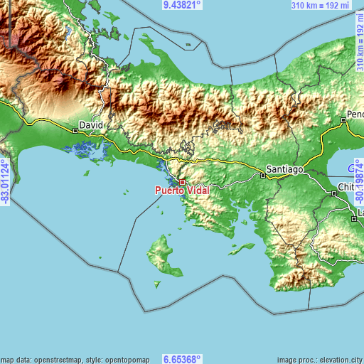 Topographic map of Puerto Vidal