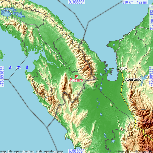 Topographic map of Púcuro
