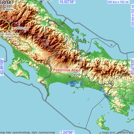 Topographic map of Potrerillos Abajo