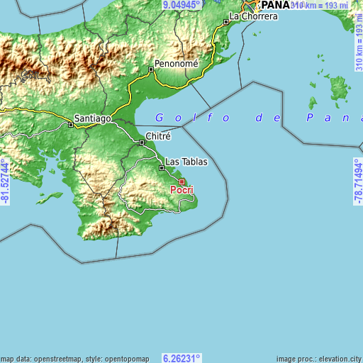 Topographic map of Pocrí