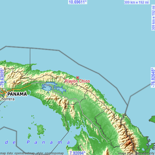 Topographic map of Playón Chico