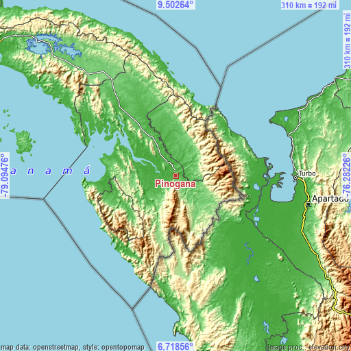 Topographic map of Pinogana