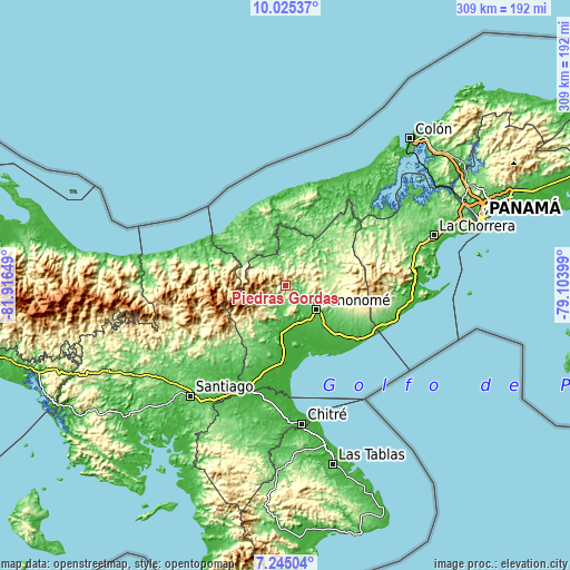 Topographic map of Piedras Gordas