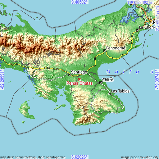 Topographic map of Peñas Chatas