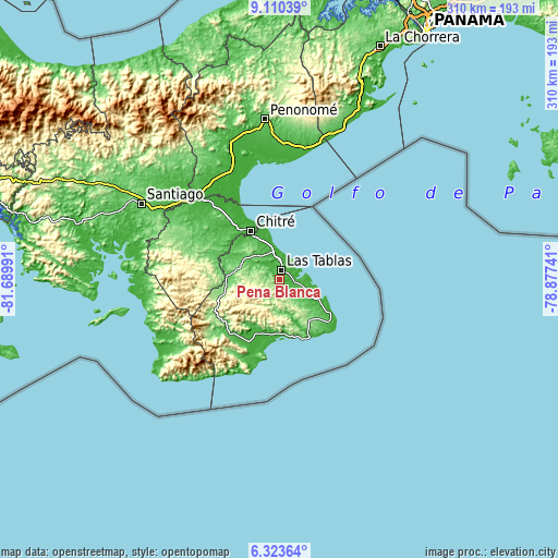 Topographic map of Peña Blanca