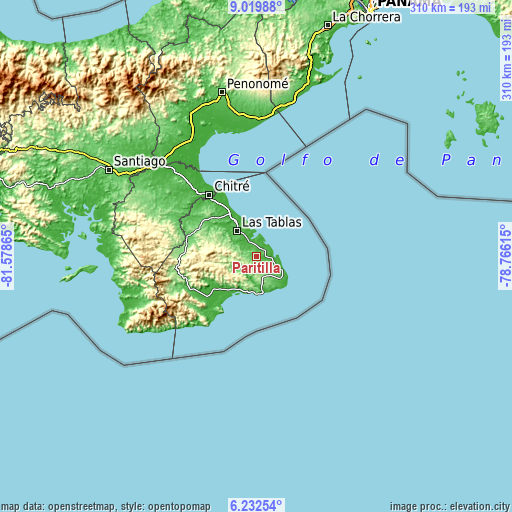 Topographic map of Paritilla